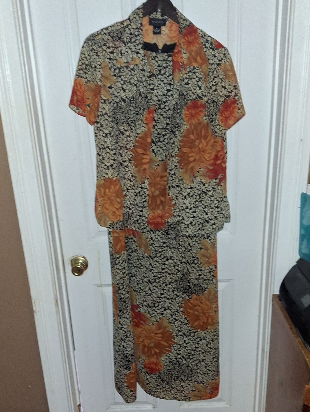 Virgo Black Maxi Skirt with Orange Floral Print